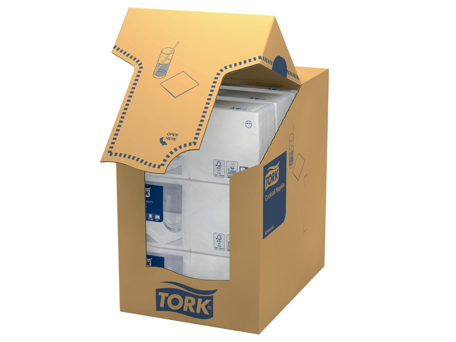 Serwetki Tork 24x24 477534 Biała Karton 2400 serwetek (12 x 200) Składana 1/4
